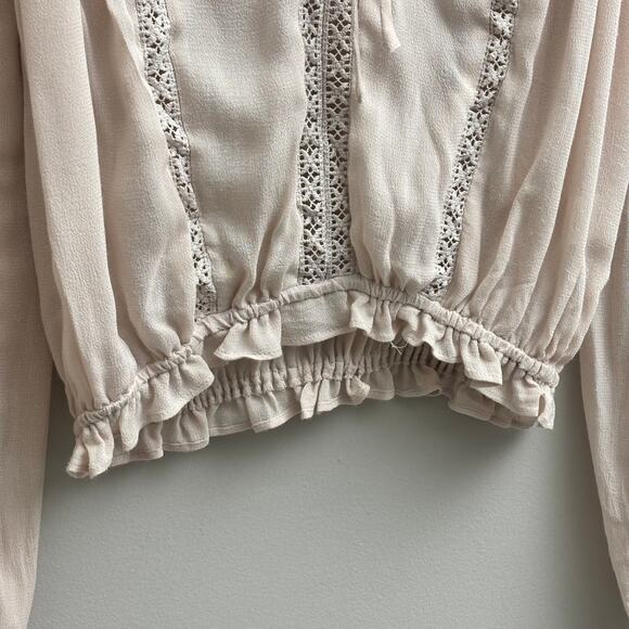 Off Shoulder Milkmaid Peasant Long Sleeve Ruffle Blush Pink Coquette Top Size XS - Picture 6 of 9